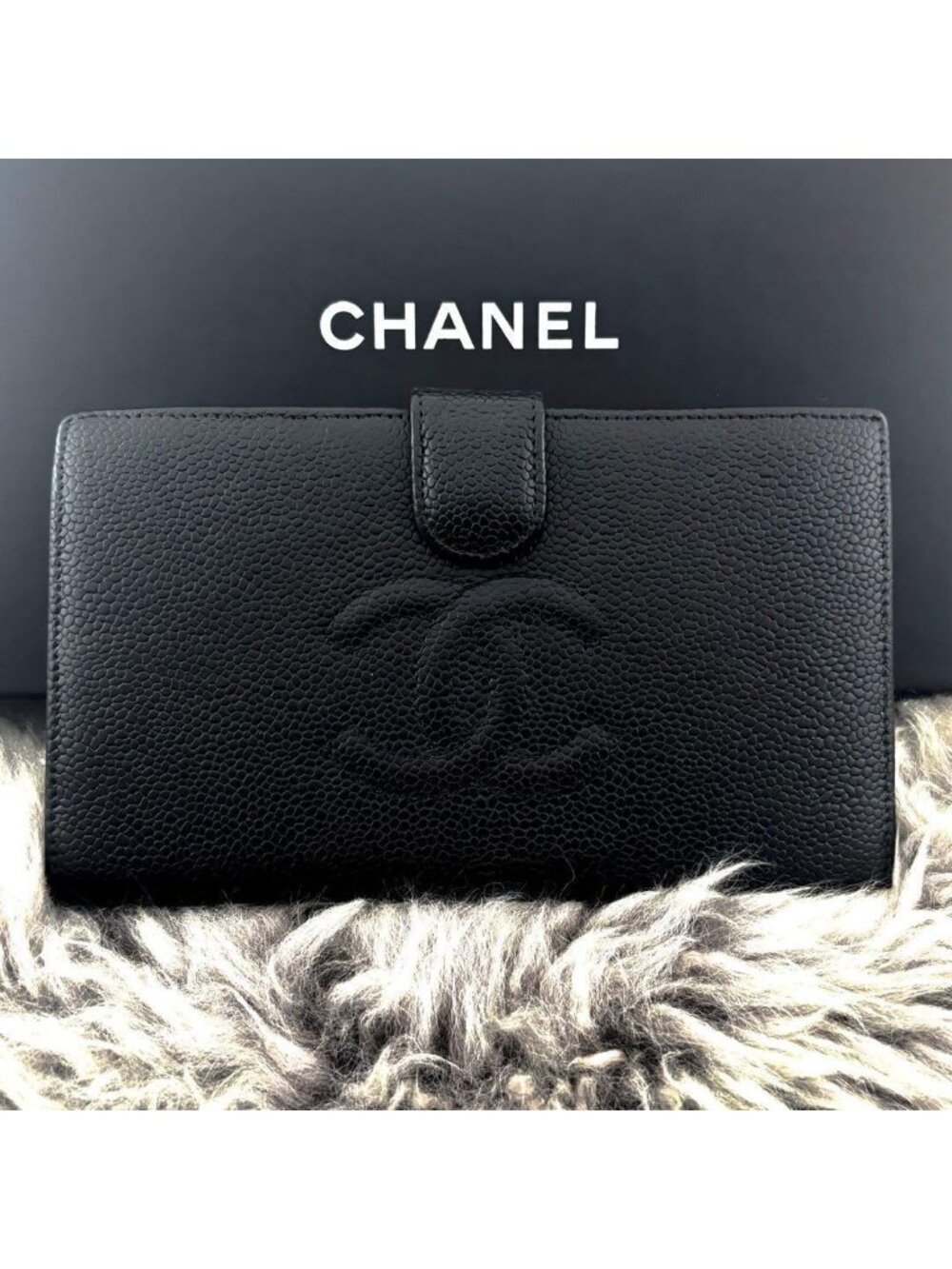 Chanel Wallet Coco Stitch Caviar Leather Kiss Lock